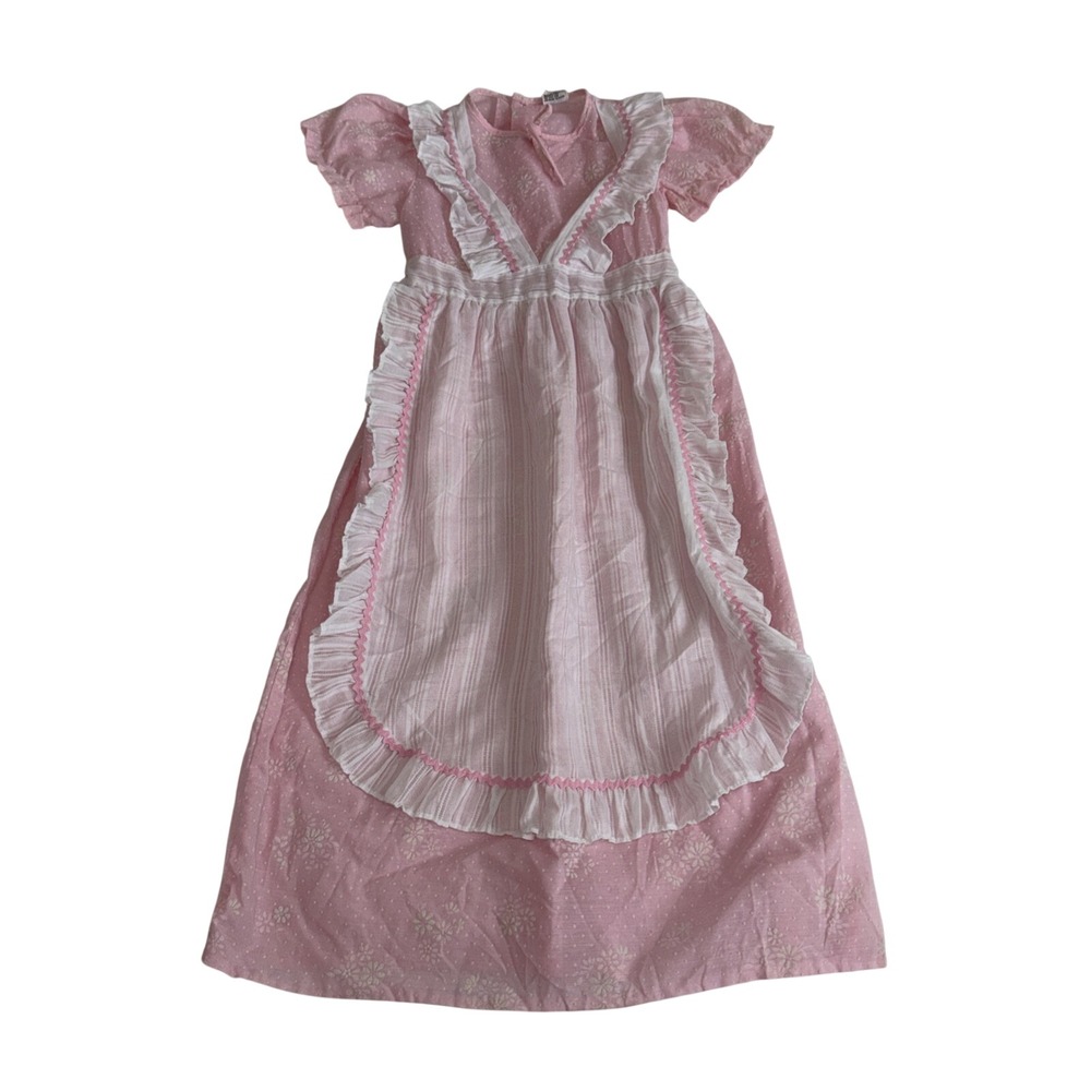 Vintage Mary Jane Dress Girls Floral Pink Victorian Youth Size 4? Cottage